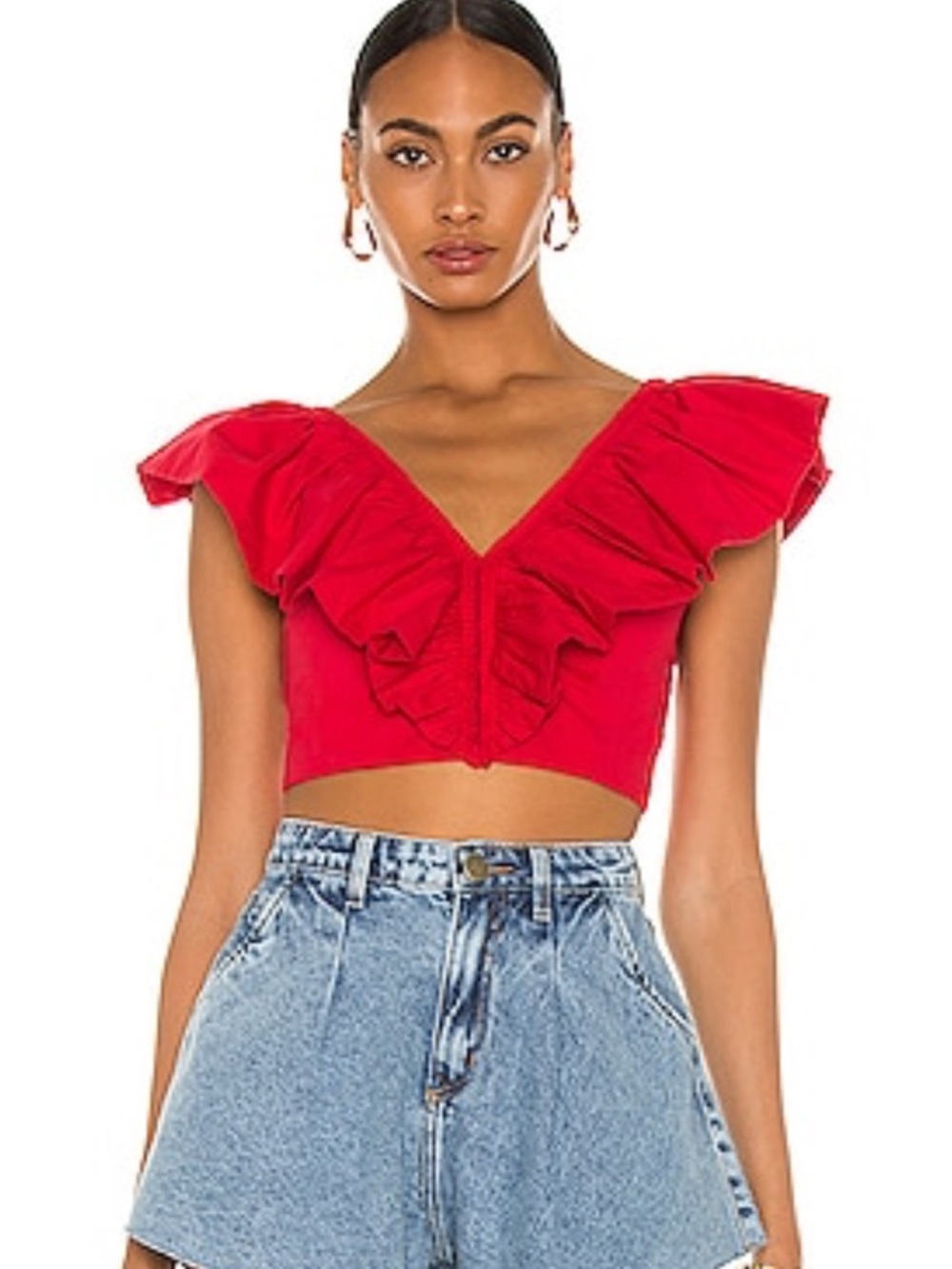 IORANE Ruffle Crop Top S